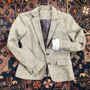 Grey wool herringbone blazer